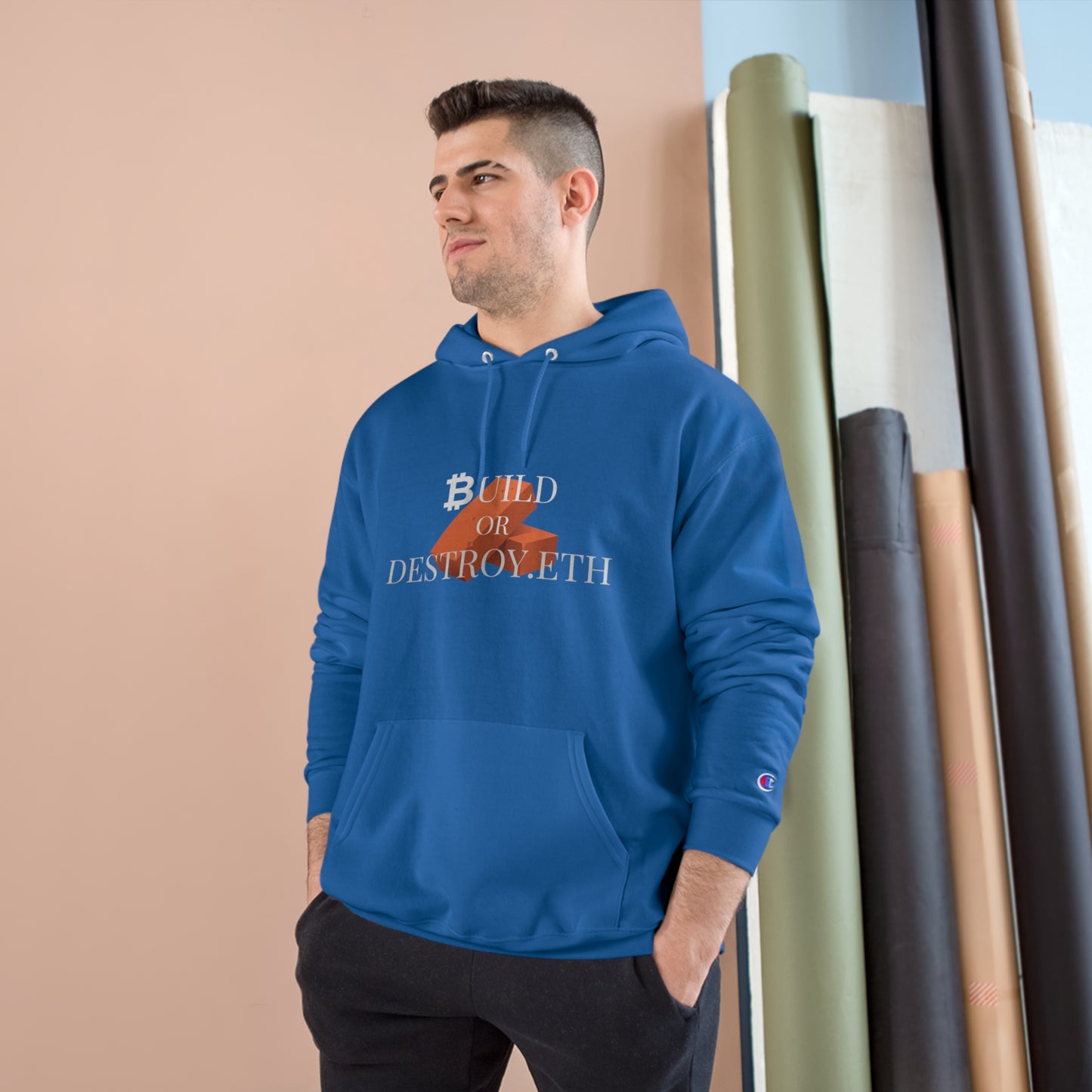 BUILD OR DESTROY.ETH "WHAT DIP!?" HOODIE- BITCOIN